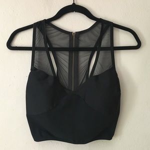 Dress the Population fitted crop top w mesh back